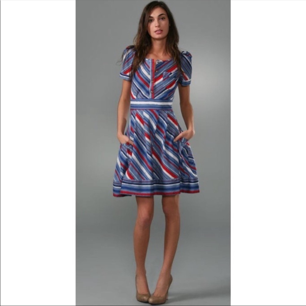Marc By Marc Jacobs | Flutter Sleeved Striped Dre… - image 2